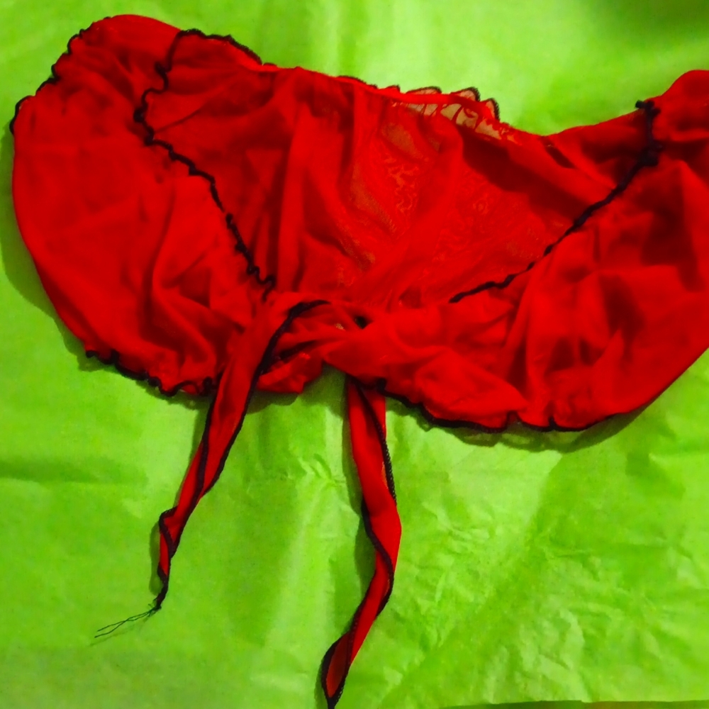 Sheer red tie crop top!
